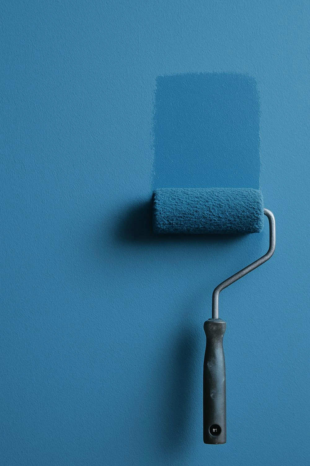 nterior wall painted in blue, showcasing modern color application in interior design