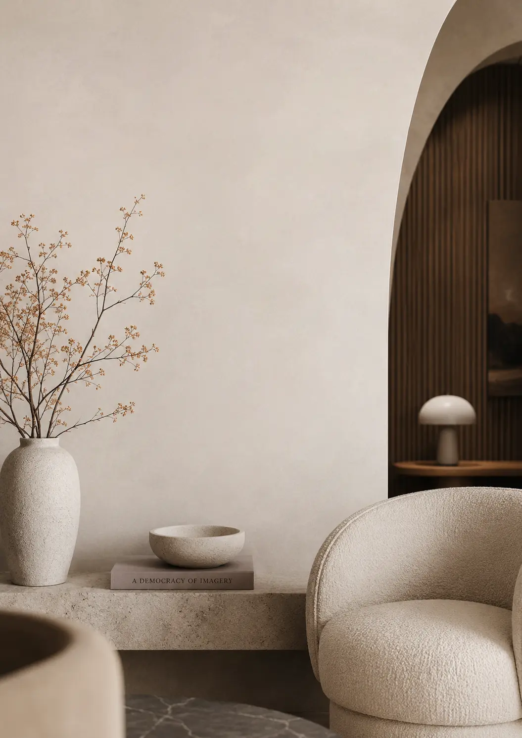 Minimal and calming relaxation zone interior for blog header